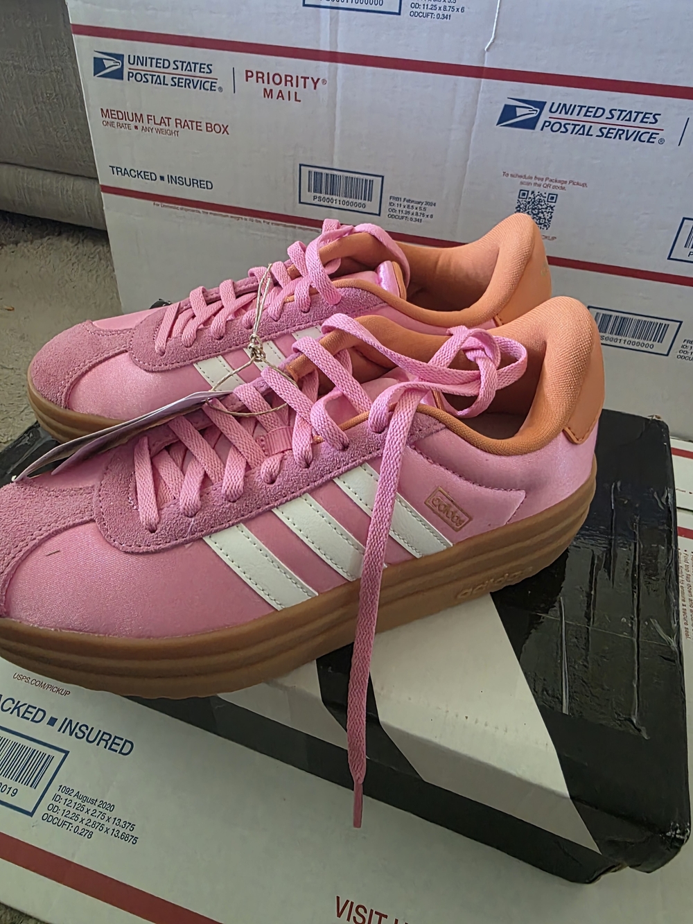 Adidas Women's Pink Platform Sneakers with Gum Sole